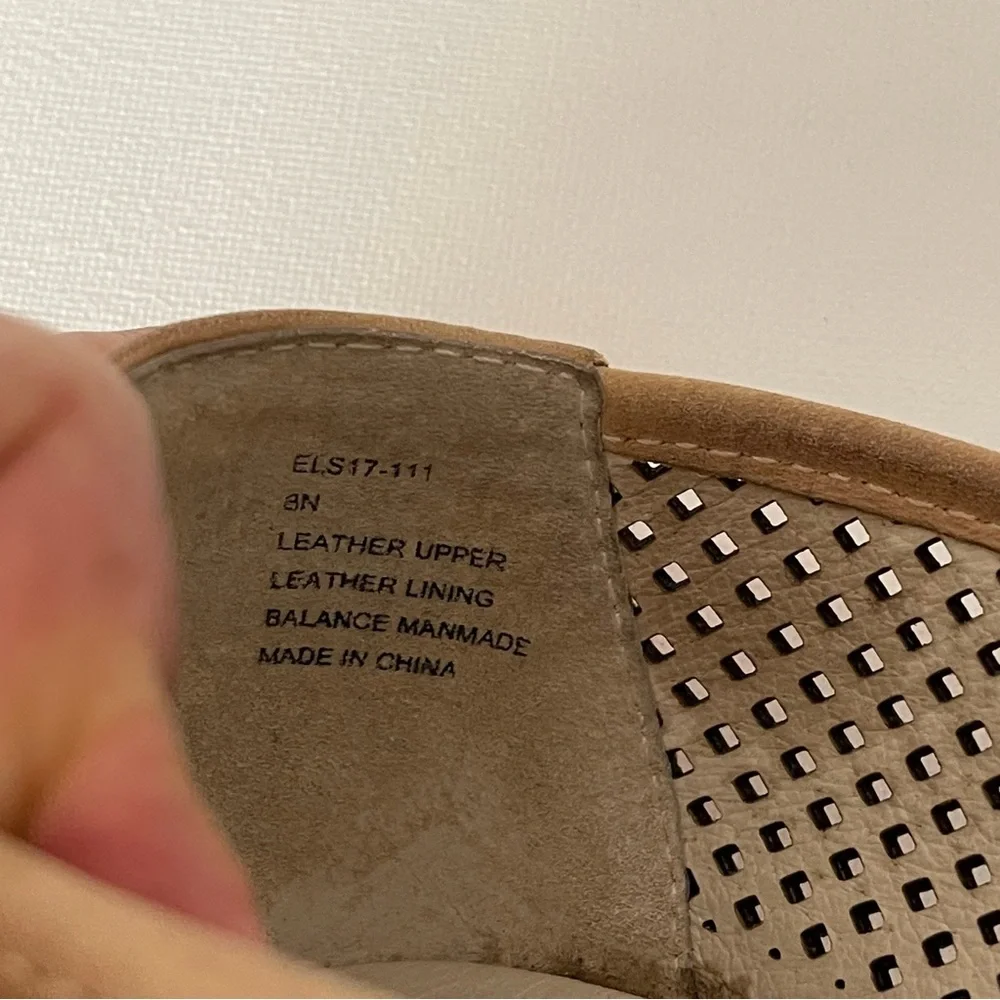 David Tate Ballet Flat Laser Cut‎ Leather Espadrilles Wedge Tan Sz 8